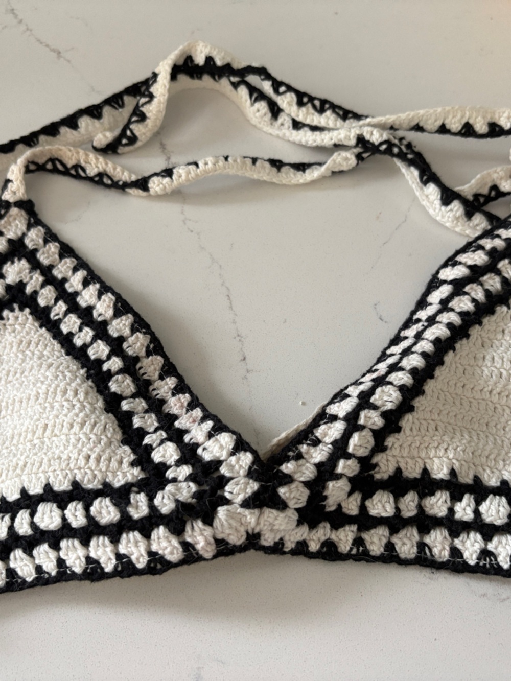 Black & White Crochet Triangle Top